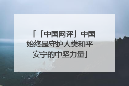 「中国网评」中国始终是守护人类和平安宁的中坚力量