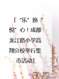 “乐”换“悦”心！成都龙江路小学高翔分校举行集市活动