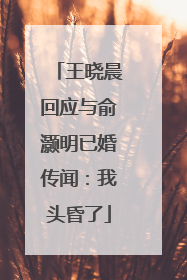 王晓晨回应与俞灏明已婚传闻：我头昏了