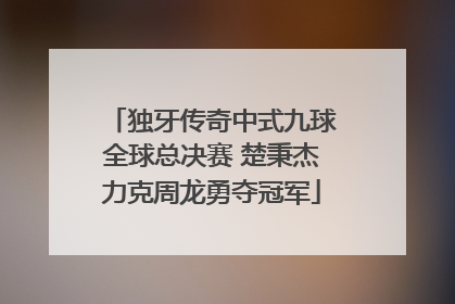 独牙传奇中式九球全球总决赛 楚秉杰力克周龙勇夺冠军