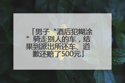 男子“酒后犯糊涂”骑走别人的车，结果到派出所还车、道歉还赔了500元