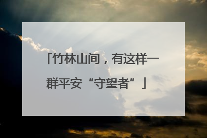 竹林山间，有这样一群平安“守望者”