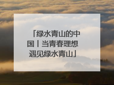 绿水青山的中国丨当青春理想遇见绿水青山