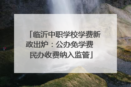 临沂中职学校学费新政出炉：公办免学费 民办收费纳入监管