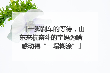 一脚刹车的等待，山东来杭奋斗的宝妈为啥感动得“一塌糊涂”