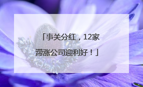 事关分红，12家滞涨公司迎利好！