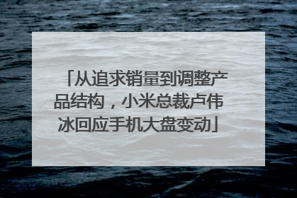 从追求销量到调整产品结构，小米总裁卢伟冰回应手机大盘变动