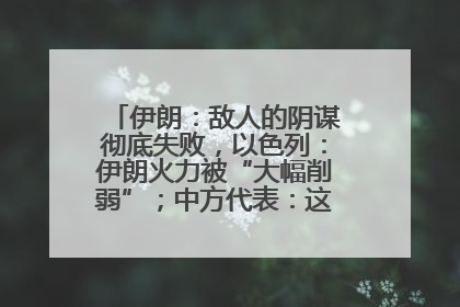 伊朗：敌人的阴谋彻底失败，以色列：伊朗火力被“大幅削弱”；中方代表：这次不能再有欺骗