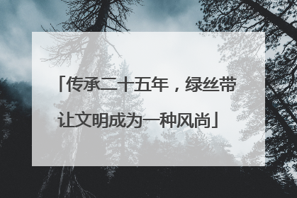 传承二十五年，绿丝带让文明成为一种风尚