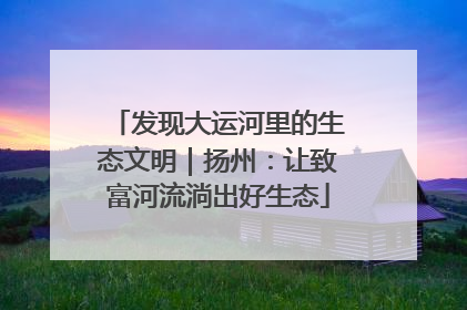发现大运河里的生态文明｜扬州：让致富河流淌出好生态