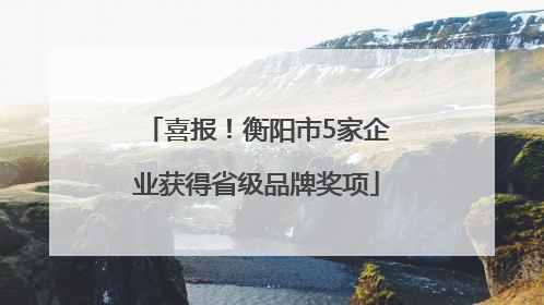 喜报！衡阳市5家企业获得省级品牌奖项