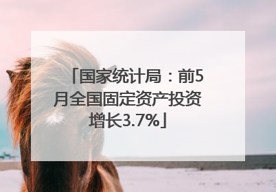 国家统计局：前5月全国固定资产投资增长3.7%