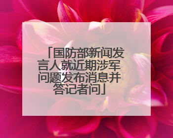 国防部新闻发言人就近期涉军问题发布消息并答记者问