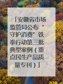 安徽省市场监管局公布“守护消费”铁拳行动第三批典型案例（重点民生产品质量专刊）
