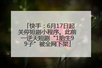 快手：6月17日起关停短剧小程序。此前一逆天短剧“1胎生99子”被全网下架