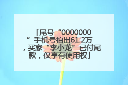尾号“0000000”手机号拍出61.2万，买家“李小龙”已付尾款，仅享有使用权