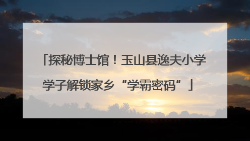 探秘博士馆！玉山县逸夫小学学子解锁家乡“学霸密码”