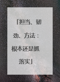担当、韧劲、方法：根本还是抓落实