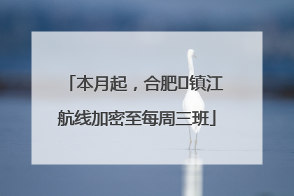 本月起，合肥⇋镇江航线加密至每周三班