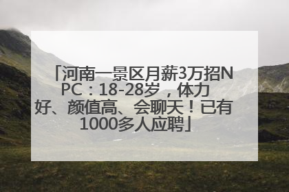 河南一景区月薪3万招NPC：18-28岁，体力好、颜值高、会聊天！已有1000多人应聘