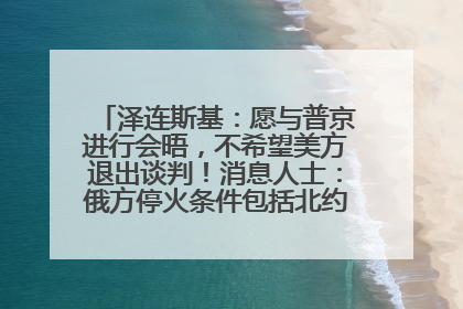 泽连斯基：愿与普京进行会晤，不希望美方退出谈判！消息人士：俄方停火条件包括北约“书面”保证不东扩