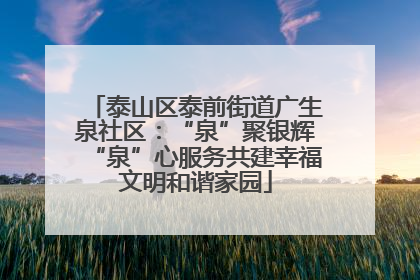 泰山区泰前街道广生泉社区：“泉”聚银辉“泉”心服务共建幸福文明和谐家园