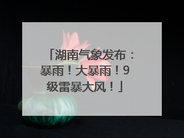 湖南气象发布：暴雨！大暴雨！9级雷暴大风！