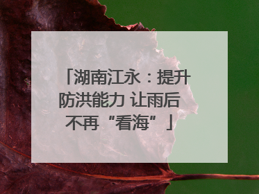 湖南江永：提升防洪能力 让雨后不再“看海”