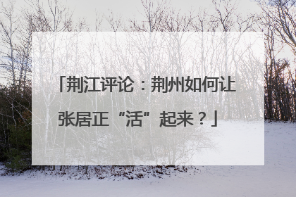 荆江评论：荆州如何让张居正“活”起来？