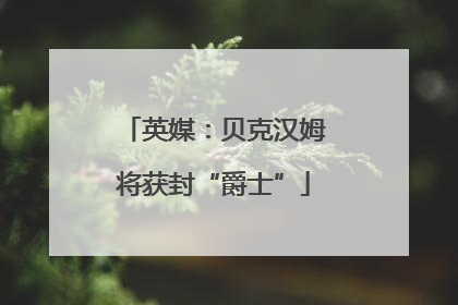 英媒：贝克汉姆将获封“爵士”