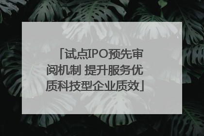 试点IPO预先审阅机制 提升服务优质科技型企业质效