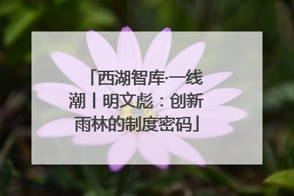 西湖智库·一线潮丨明文彪：创新雨林的制度密码