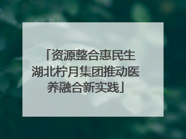 资源整合惠民生 湖北柠月集团推动医养融合新实践