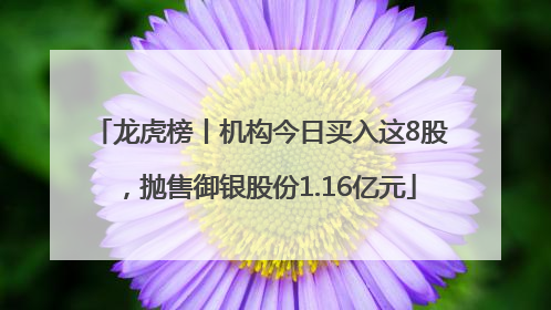 龙虎榜丨机构今日买入这8股，抛售御银股份1.16亿元