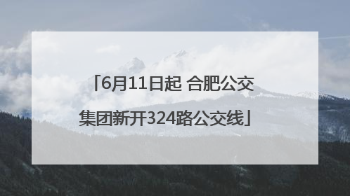 6月11日起 合肥公交集团新开324路公交线