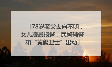 78岁老父去向不明，女儿凌晨报警，民警辅警和“黄鹤卫士”出动